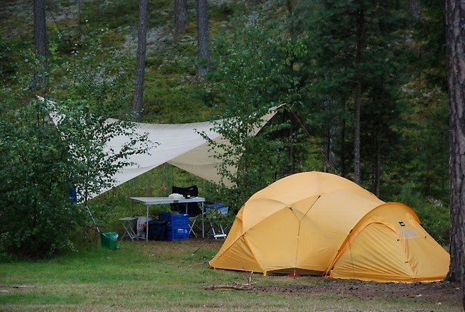 Tält vid Spilhammars camping
