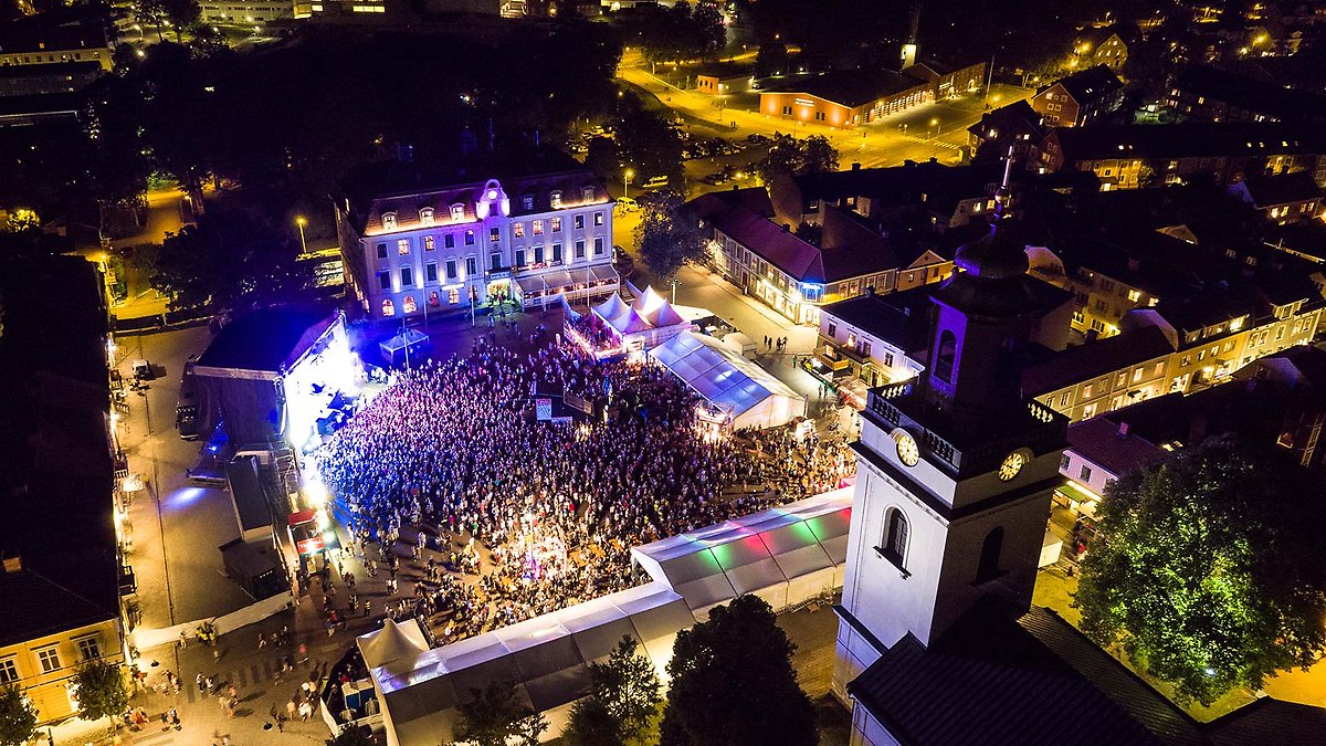 Flygvy över stadsfestområdet